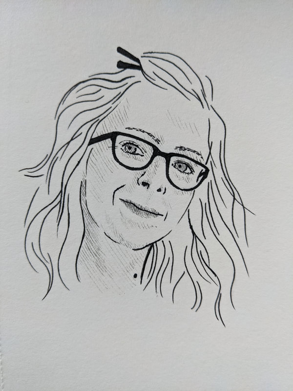 Self portrait of artist and illustrator Laurie Trenfield