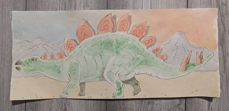 Dinosaur stegosaurus non-fiction children's story picturebook illustration artist and illustrator Laurie Trenfield shrewsbury