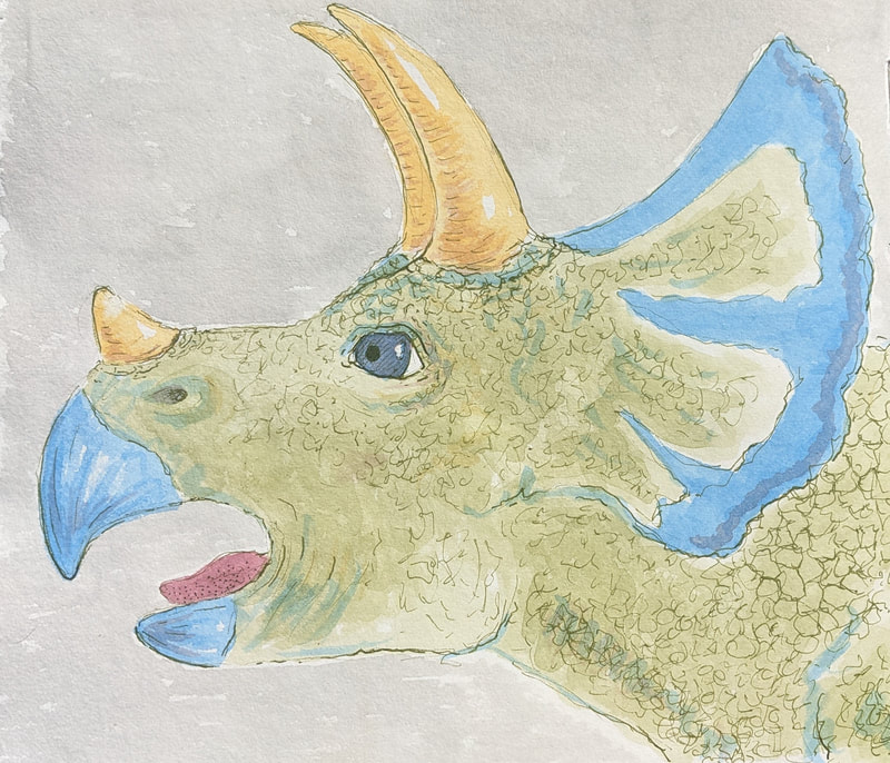 Dinosaur triceratops children's story non-fiction illustration artis illustrator Laurie Trenfield Shrewsbury shrophire