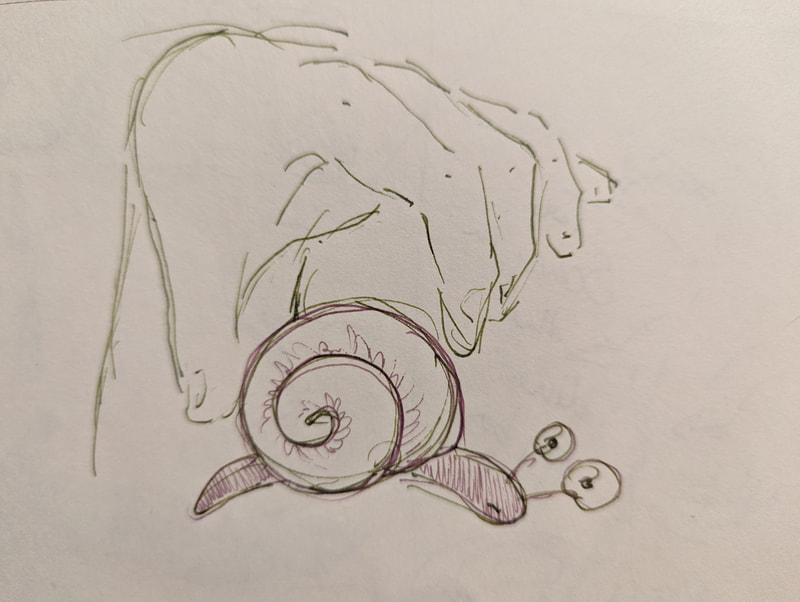 Sketch character snail children's story picture book development artist illustrator Laurie Trenfield 
